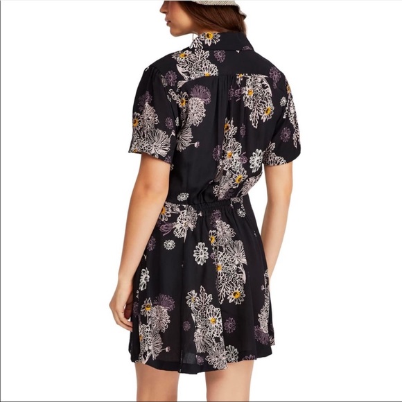 FREE PEOPLE Blue Hawaii Floral Dress BLACK SMALL - Picture 2 of 9